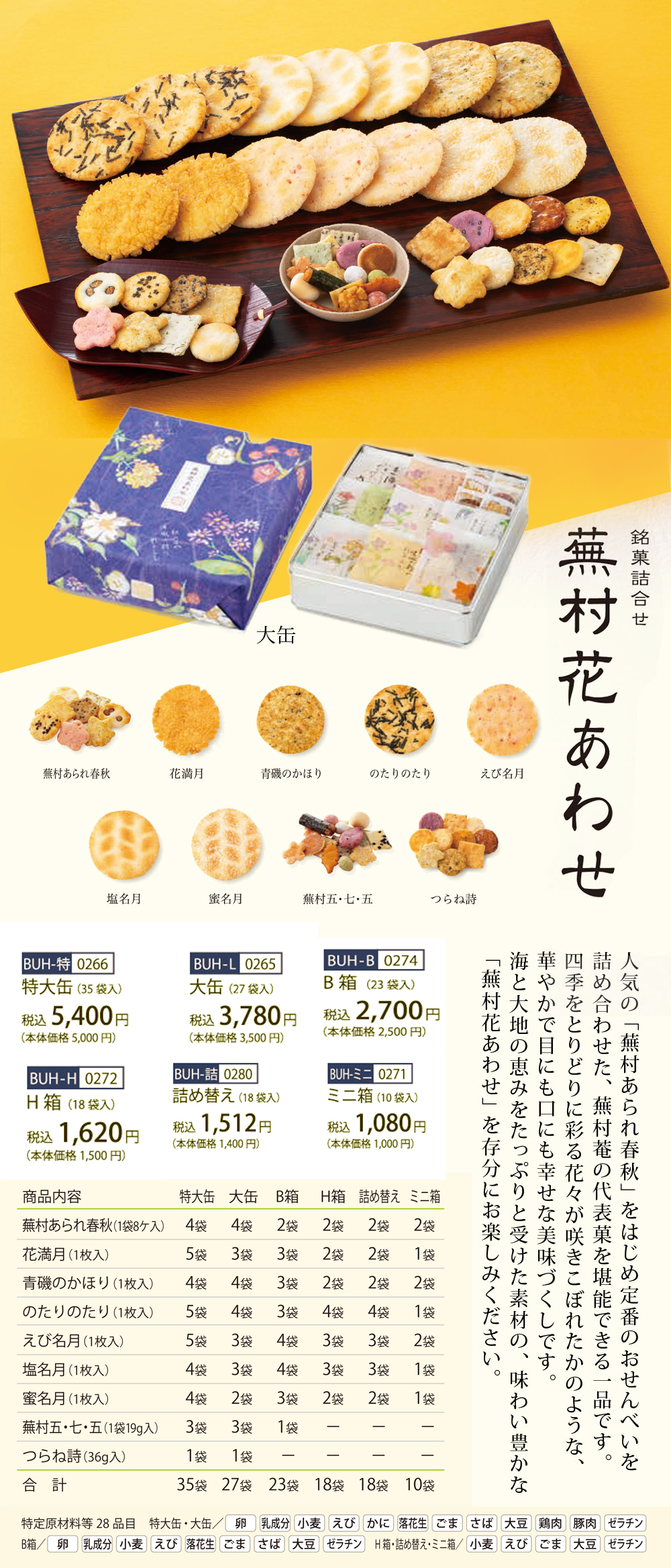 銘菓詰合せ 蕪村花あわせ