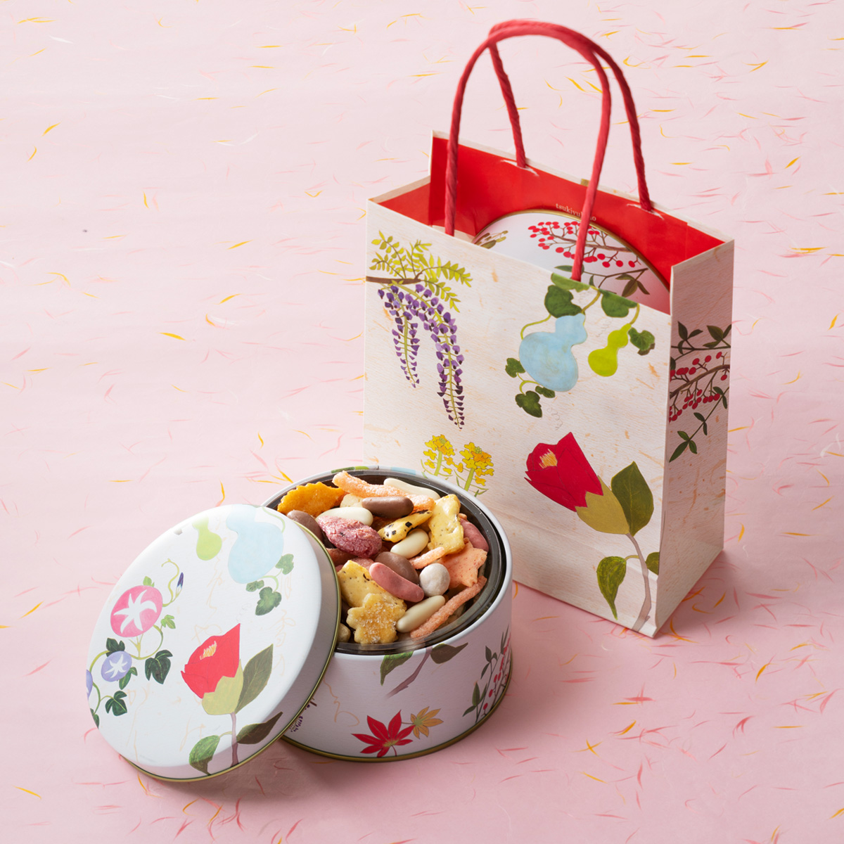  京・洛中 吹季寄せ「蕪村五・七・五 チョコあられ入り」 化粧缶