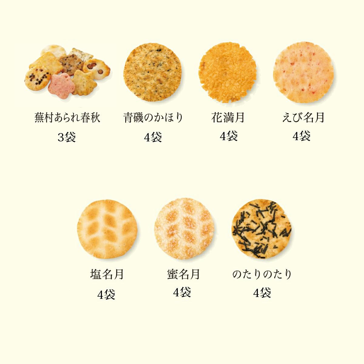 【国内送料無料】百貨店で話題！京都おかき処 蕪村菴 煎餅・おかき詰め合わせ。7種27袋お試しセット。同梱分も送料無料